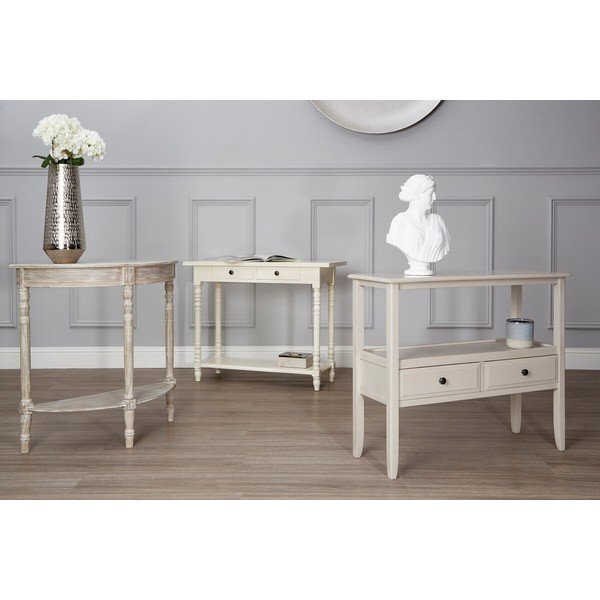 Konsola z litego drewna sosnowego w kolorze kości słoniowej 35x96 cm Heritage – Premier Housewares-image-3