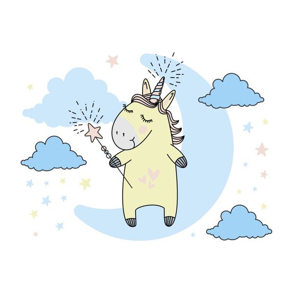 Zestaw dziecięcych naklejek ściennych Ambiance Unicorn in The Sky-image-2