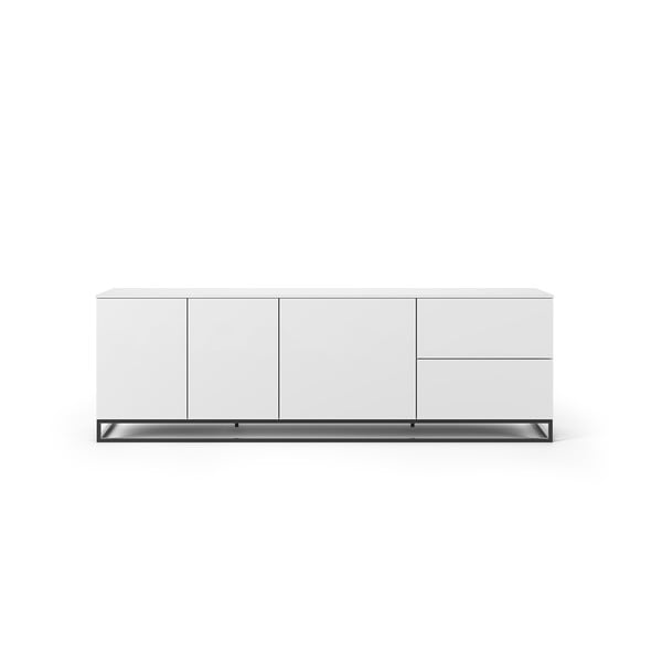 Matowa biała szafka pod TV z czarnymi nogami TemaHome Join, 200x65 cm
