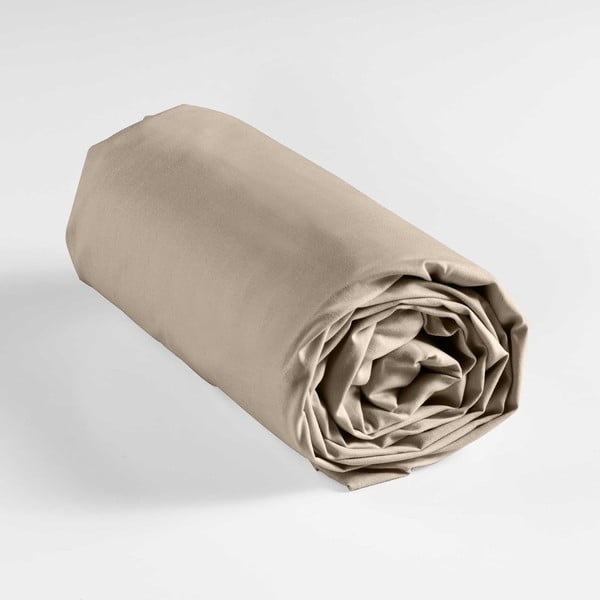 Jasnobrązowe bawełniane prześcieradło z gumką 160x200 cm Lina – douceur d'intérieur-image-4