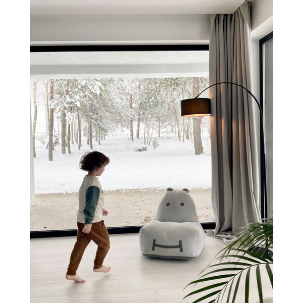 Jasnoszary dziecięcy worek do siedzenia Hippo – The Brooklyn Kids-image-2