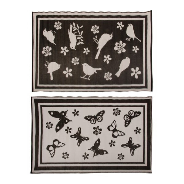 Zestaw 2 czarnobiałych dywanów ogrodowych Esschert Design, 180x118,5 cm