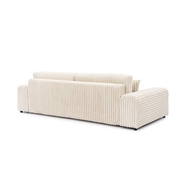 Kremowa sztruksowa rozkładana sofa ze schowkiem 260 cm Justin  – Ropez-image-2