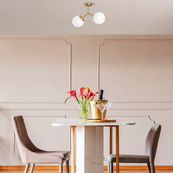 Biała/w kolorze mosiądzu lampa sufitowa ze szklanym kloszem 15x44 cm Damar – Opviq lights-image-1