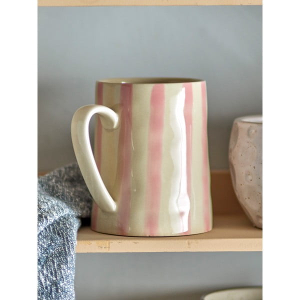 Biało-różowy kamionkowy kubek 440 ml Begonia – Bloomingville-image-1