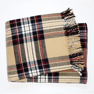 Pled w kratę Euromant Scott Beige, 140x180 cm
