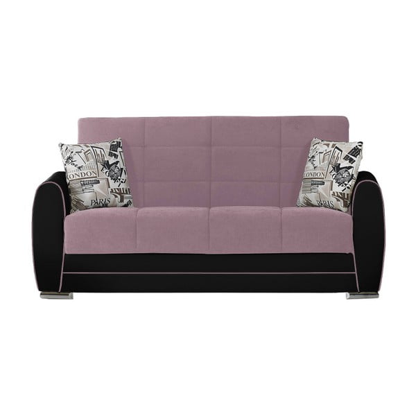 Fioletowo-czarna dwuosobowa sofa rozkładana ze schowkiem Esidra Rest
