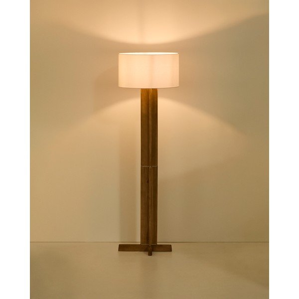 Biała/brązowa lampa stojąca z tekstylnym kloszem (wysokość 150,5 cm) Niani – Kave Home-image-1