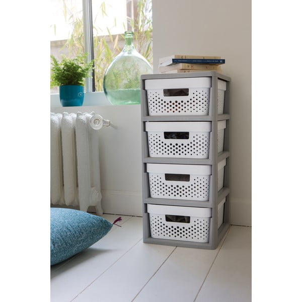 Biało-szary plastikowy regał na kółkach 29,5x65,5 cm Infinity – Curver-image-2