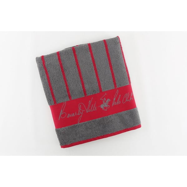 Ręcznik bawełniany BHPC 50x100 cm, czerwony w paski