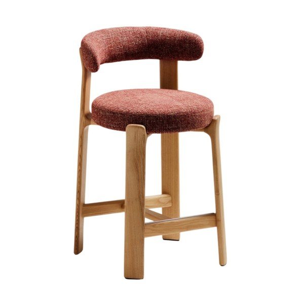 Hoker z litego drewna jesionowego w ceglasto-naturalnym (wysokość siedziska 65 cm) Granite – Kave Home