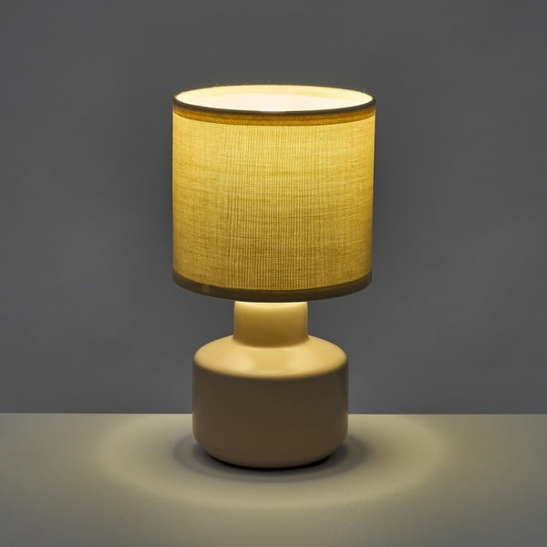 Beżowa ceramiczna lampa stołowa z tekstylnym kloszem (wys. 22 cm) – Casa Selección-image-1