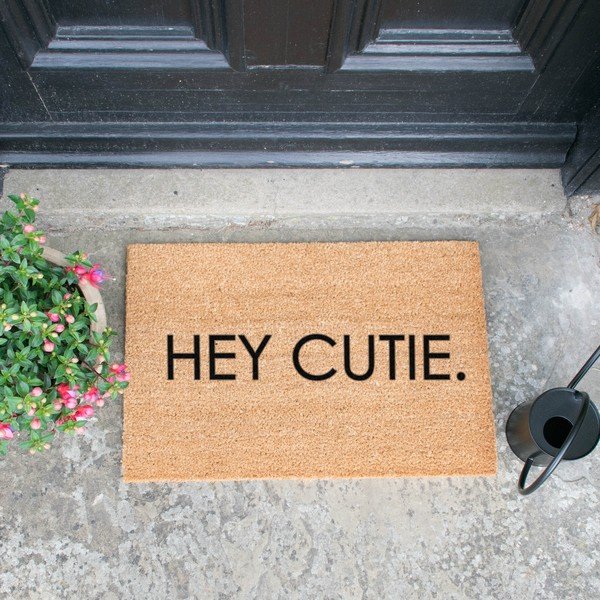 Wycieraczka z naturalnego włókna kokosowego Artsy Doormats Hey Cutie, 40x60 cm-image-1