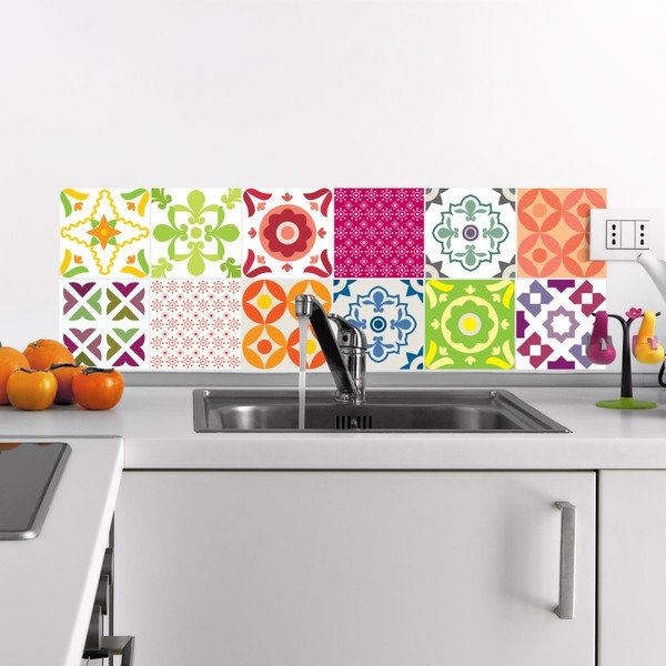 Zestaw 12 naklejek ściennych Ambiance Wall Decals Elegant Tiles, 10x10 cm-image-1
