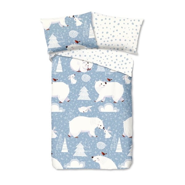 Dziecięca pościel z flaneli Good Morning Northpole, 140x200 cm