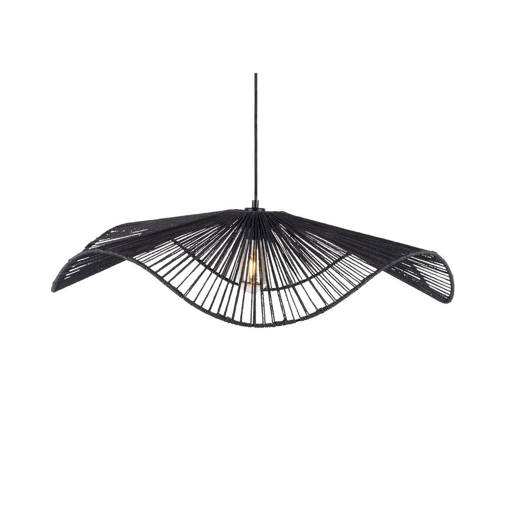 Czarna metalowa lampa wisząca z kloszem plecionki papierowej ø 80 cm Sombra – Leitmotiv
