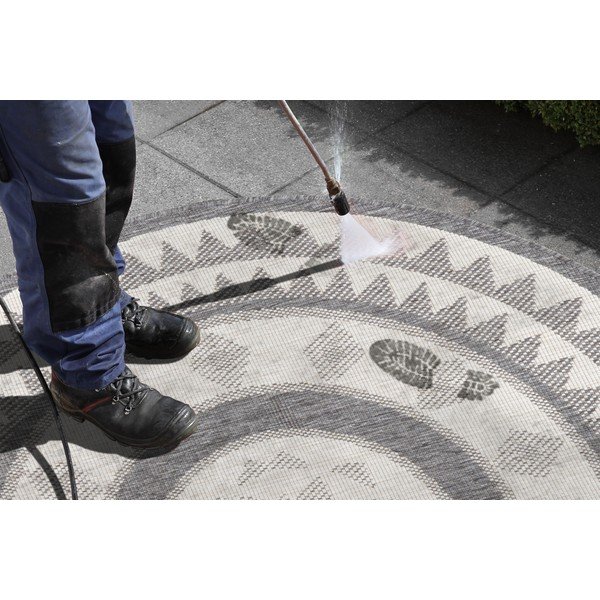 Szaro-kremowy dywan dwustronny odpowiedni na zewnątrz NORTHRUGS Jamaica, ⌀ 140 cm-image-1