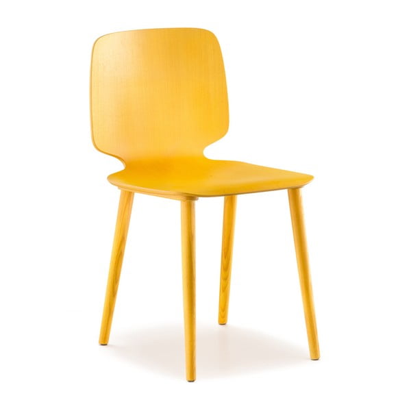 Żółte krzesło drewniane Pedrali Babila