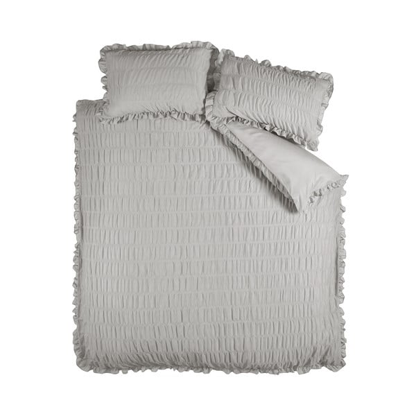 Szara pościel jednoosobowa z kory 135x200 cm Seersucker Frill – Catherine Lansfield