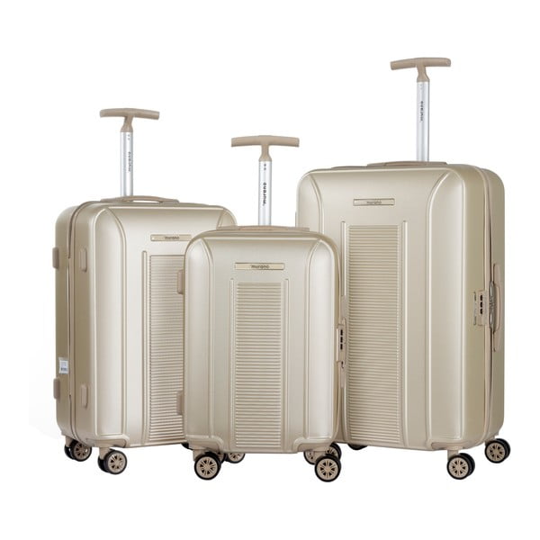 Zestaw 3 beżowych walizek na kółkach Murano Africa