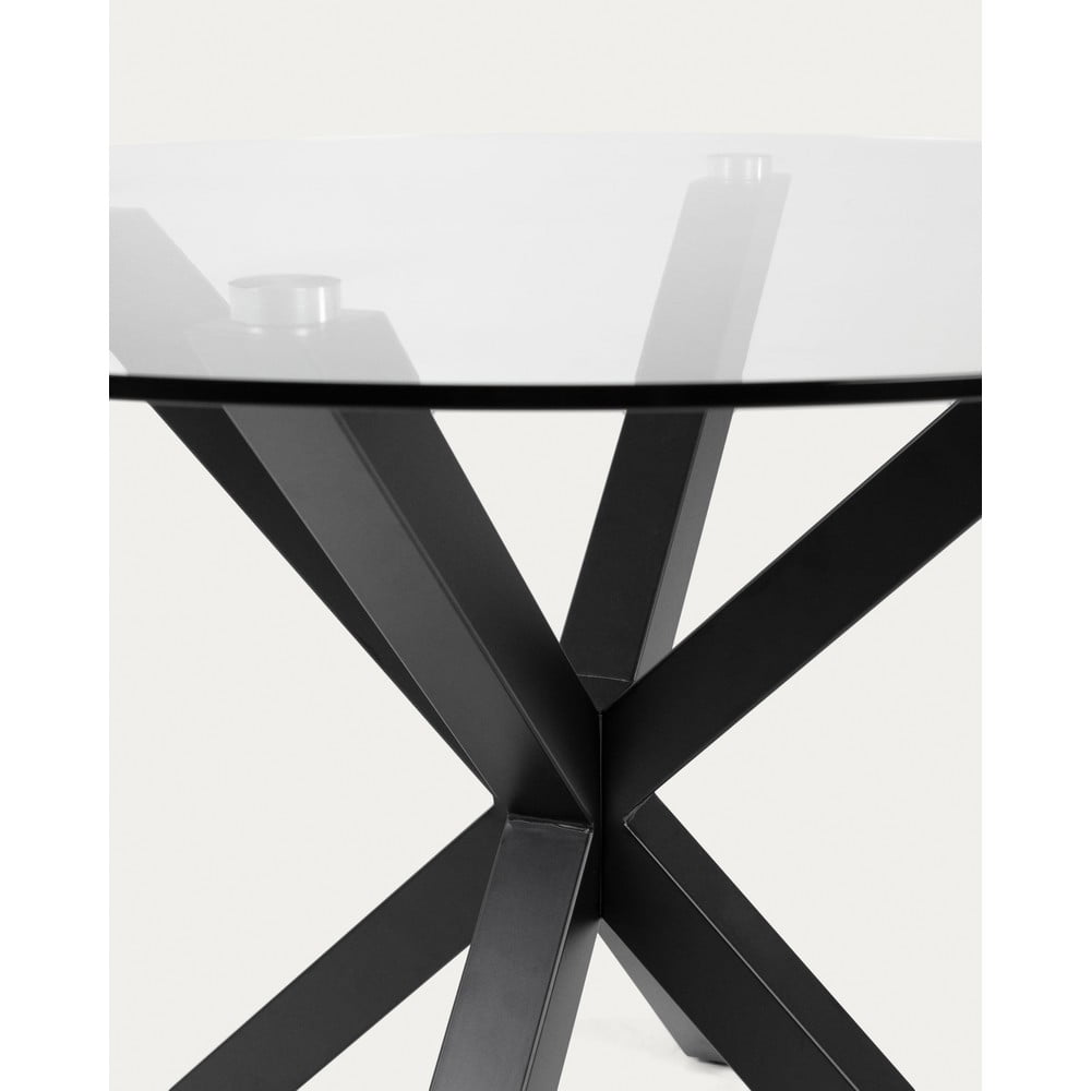 Czarny okrągły stolik ze szklanym blatem ø 82 cm Argo – Kave Home (zdjęcie 4)