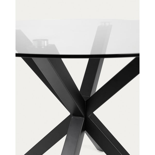 Czarny okrągły stolik ze szklanym blatem ø 82 cm Argo – Kave Home-image-3