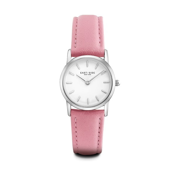 Zegarek damski z różowym skórzanym paskiem i cyferblatem w kolorze srebra Eastside Elridge