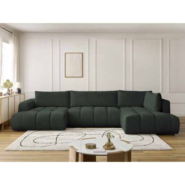 Zielony rozkładany/ze schowkiem narożnik (prawostronny/w kształcie litery U) Fuji – Bobochic Paris-image-1