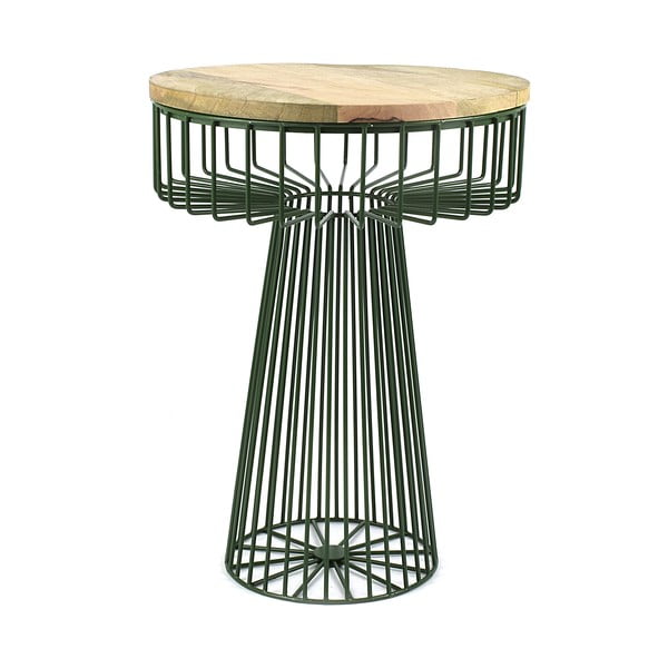 Zielony stolik z drewnianym blatem HF Living Spore