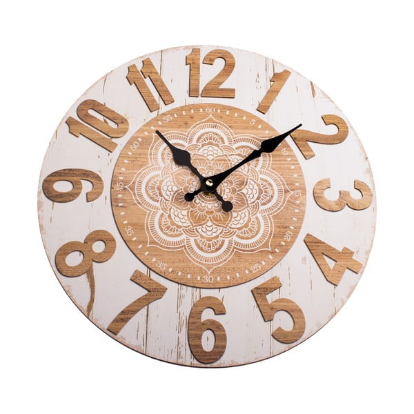 Drewniany zegar ścienny Dakls Mandala, ø 34 cm