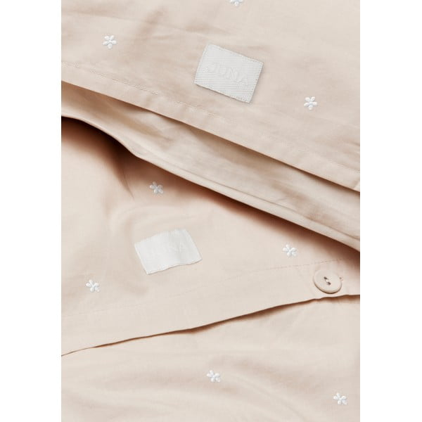 Beżowa pościel jednoosobowa z perkalu bawełnianego 140x200 cm Daisy – JUNA-image-3