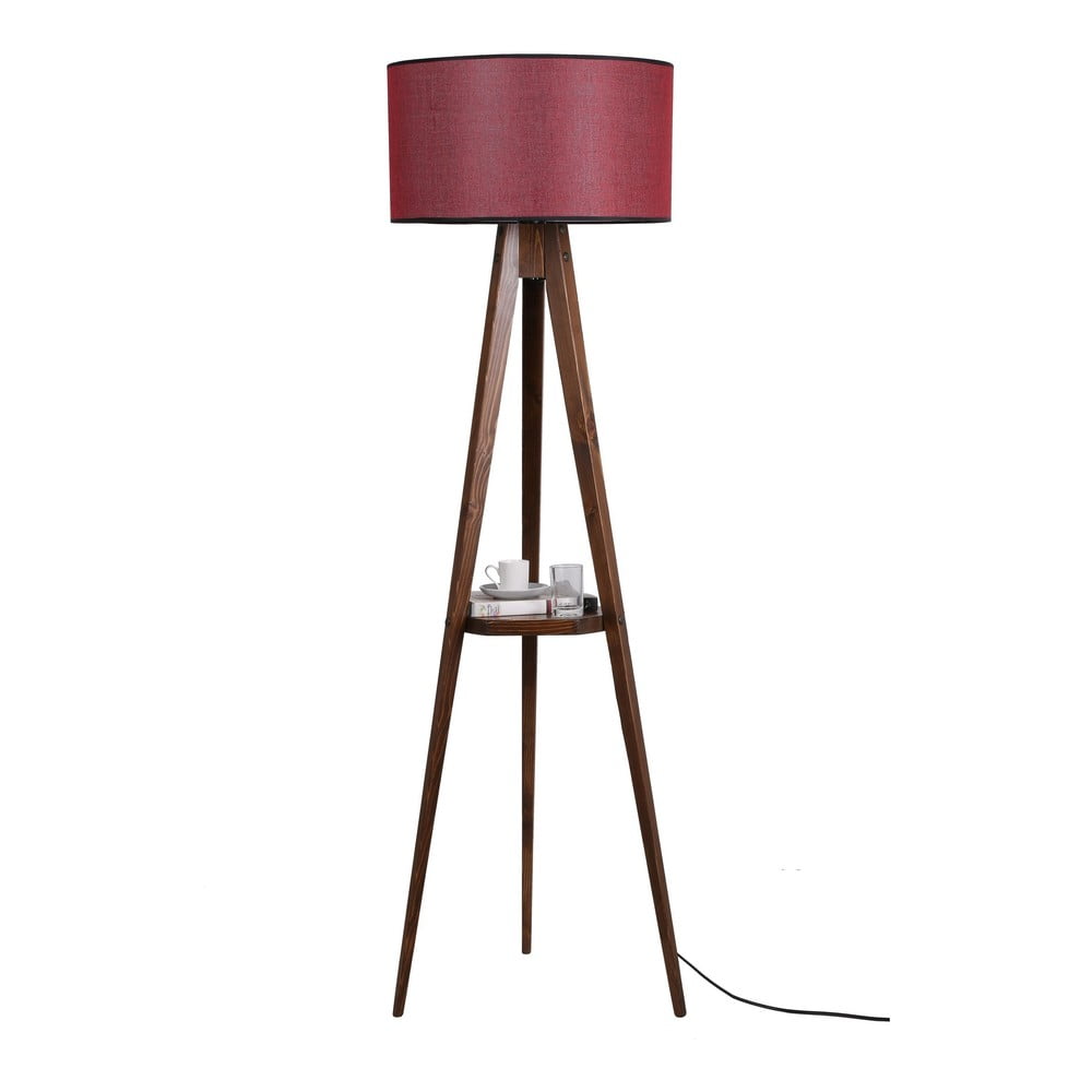 Czerwono-brązowa lampa stojąca z tekstylnym kloszem (wysokość 153 cm) Sehbalı Tripod – Opviq lights