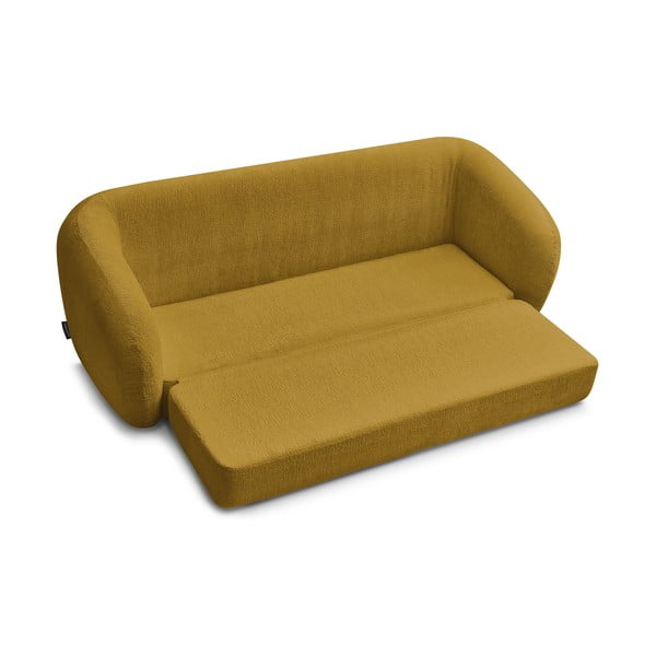 Musztardowa rozkładana sofa z tkaniny szenilowej 228 cm Neyo – Bobochic Paris-image-4