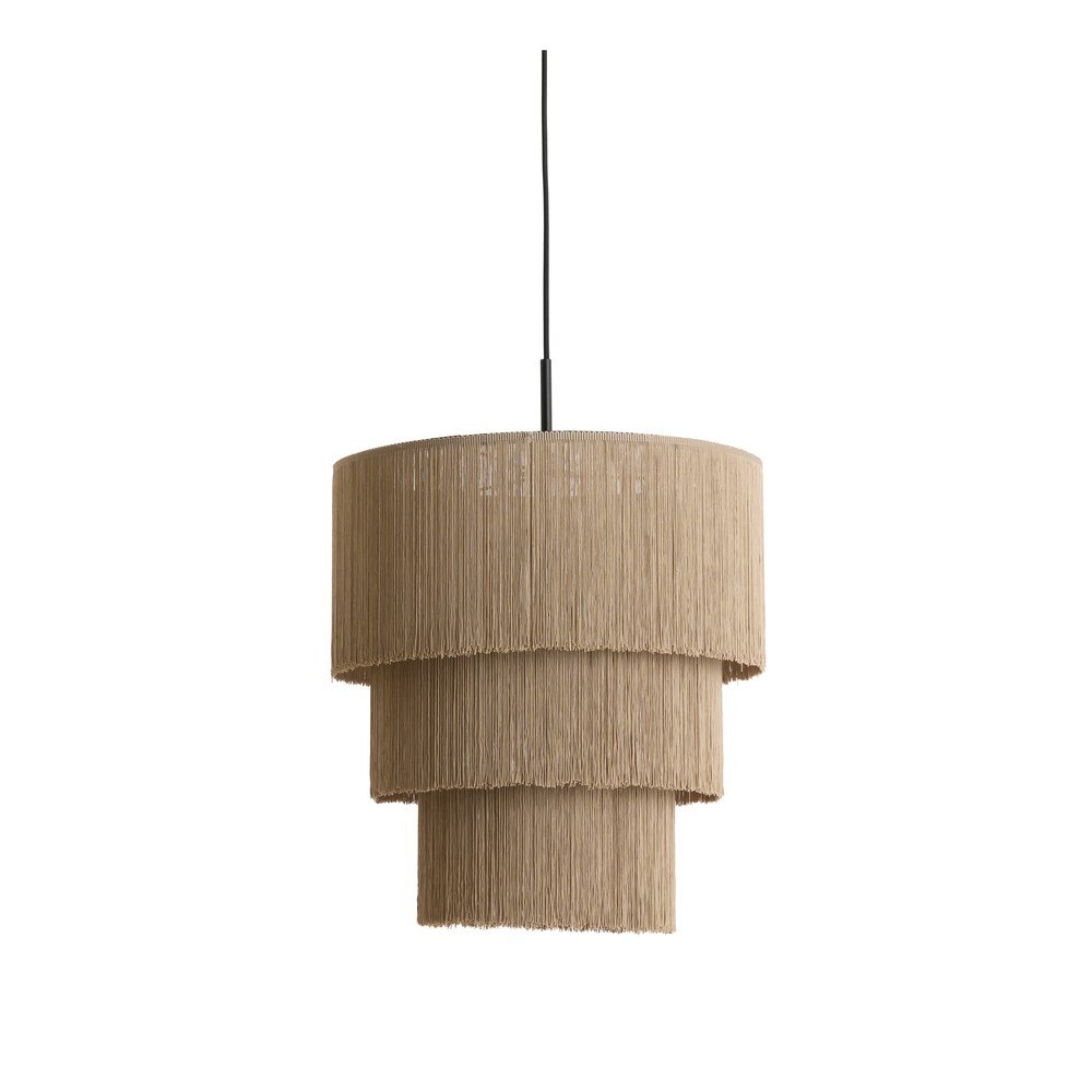 Szarobrązowa lampa wisząca z tekstylnym kloszem ø 10 cm Malaika – Light & Living