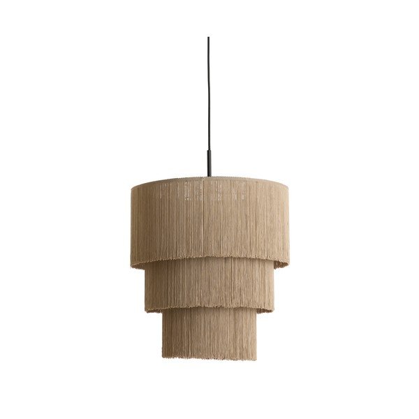 Szarobrązowa lampa wisząca z tekstylnym kloszem ø 10 cm Malaika – Light & Living