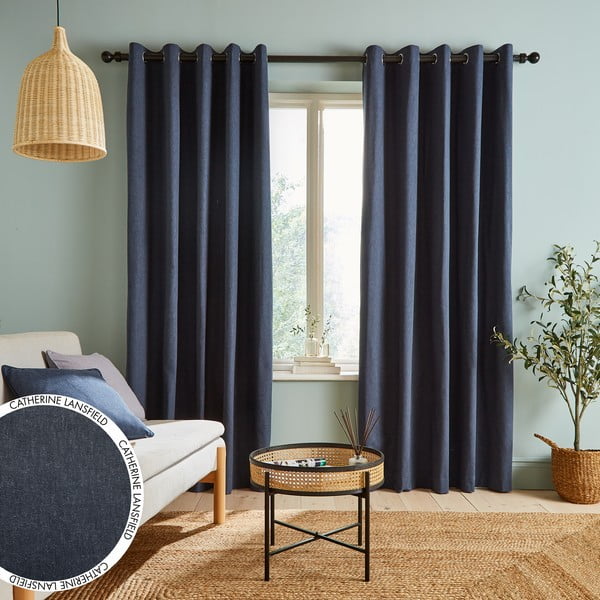 Niebieskie zasłony zestaw 2 szt. 183x168 cm Chambray – Catherine Lansfield-image-2