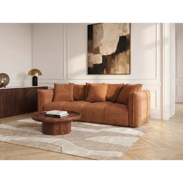 Pomarańczowa sofa z tkaniny szenilowej Harlem – Bobochic Paris-image-3
