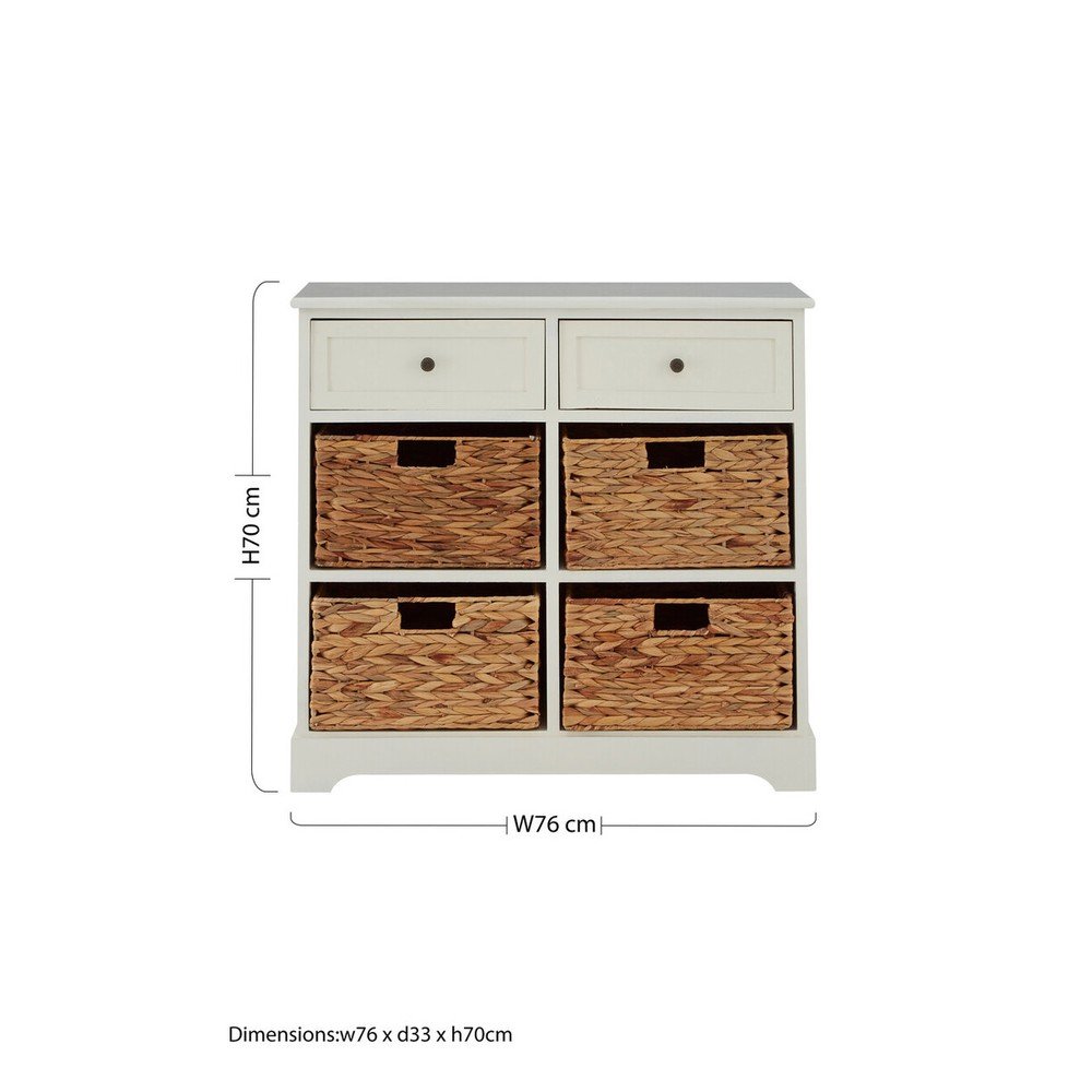 Komoda z litego drewna paulowni w kolorze kości słoniowej 76x70x33 cm Vermont – Premier Housewares (zdjęcie 7)