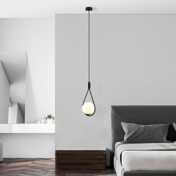 Czarna lampa wisząca ze szklanym kloszem Sessiz – Opviq lights-image-3