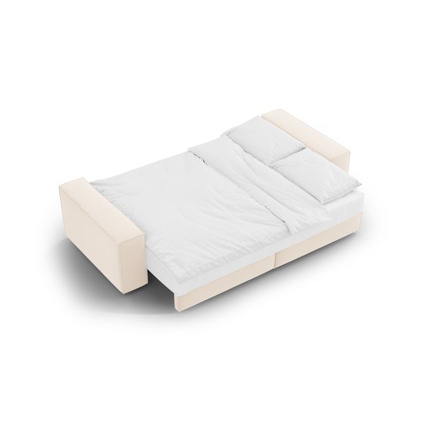 Beżowa aksamitna rozkładana/ze schowkiem sofa 247 cm Jodie – Micadoni -image-4