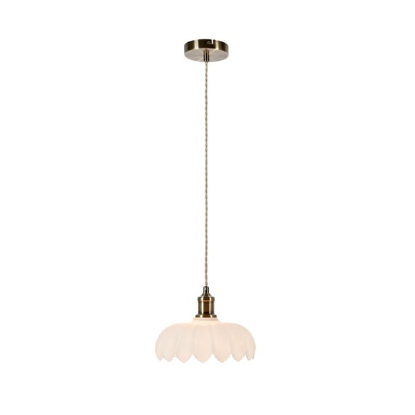 Lampa wisząca w biało-mosiężnym kolorze ze szklanym kloszem ø 25,5 cm Kurage – Markslöjd