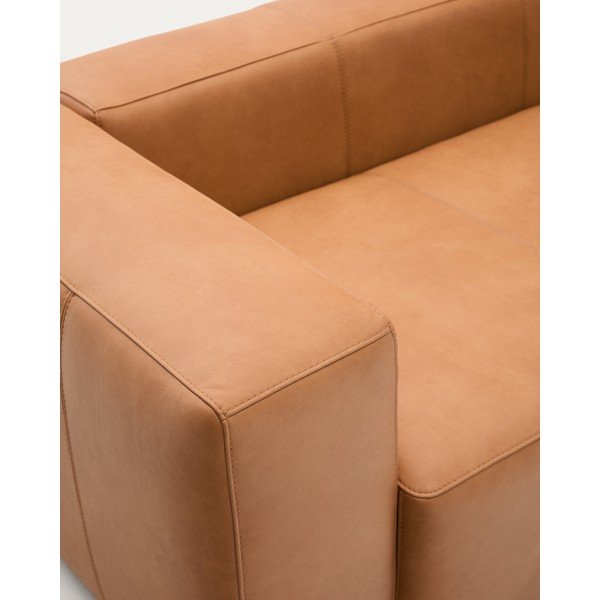 Brązowa skórzana sofa 240 cm Blok – Kave Home-image-4
