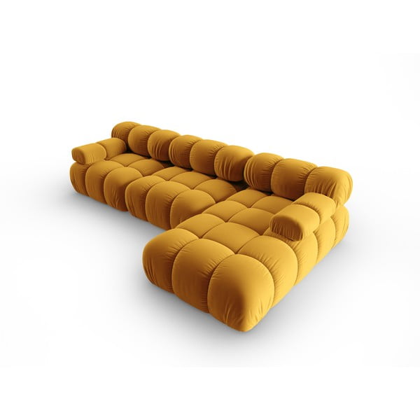 Żółta aksamitna sofa 285 cm Bellis – Micadoni Home-image-4