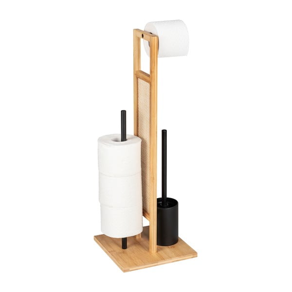Bambusowy stojak na papier toaletowy ze szczotką Allegre – Wenko