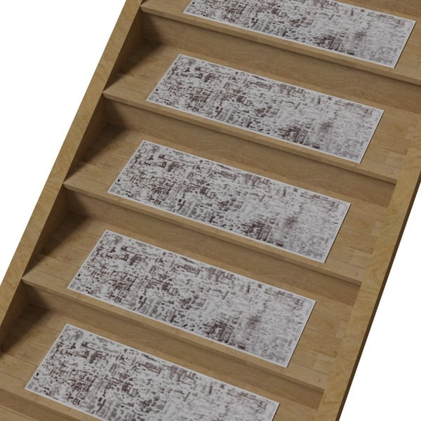 Szaro-jasnobrązowe bawełniane dywaniki na schody zestaw 16 szt. 25x65 cm Milan Vizon – Vitaus-image-1