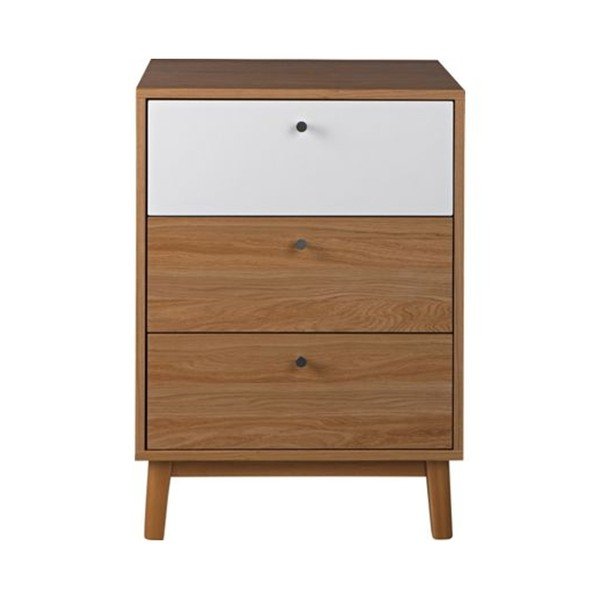 Komoda z dębowym dekorem z 3 szufladami Jitona Merrik