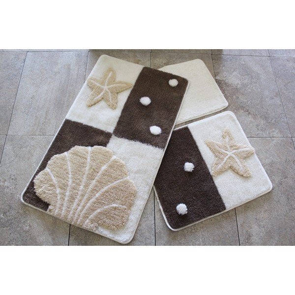 Brązowo-kremowe dywaniki łazienkowe zestaw 3 szt. 100x60 cm – Foutastic-image-2