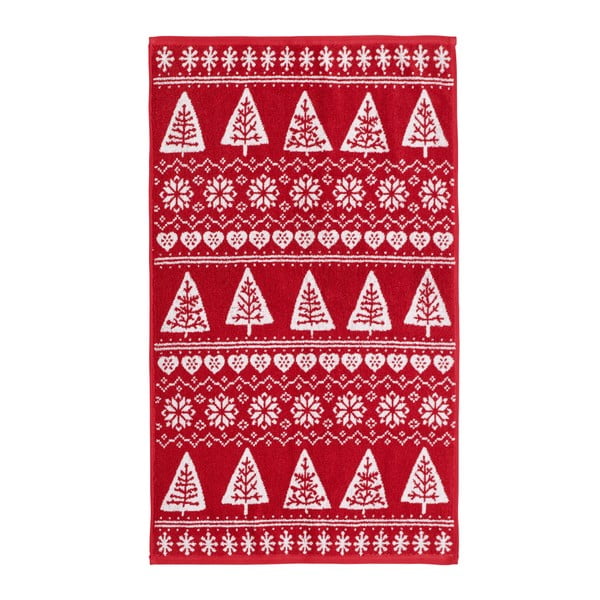 Czerwony ręcznik Nordic Winter, 90x140 cm