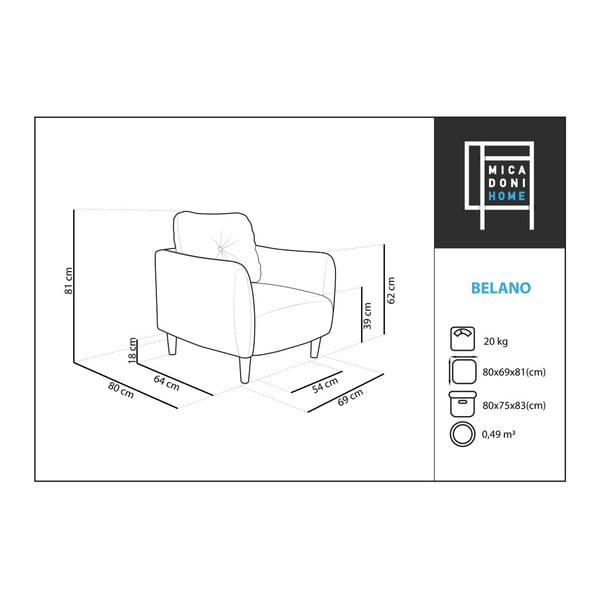 Niebieski fotel Micadoni Home Belano-image-2