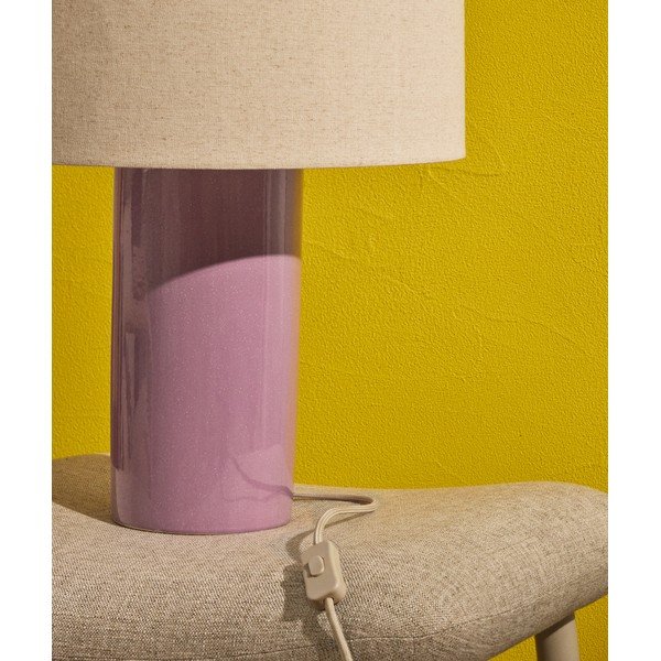 Fioletowa/beżowa lampa stołowa z tekstylnym kloszem (wysokość 52 cm) Toneric – Kave Home-image-3